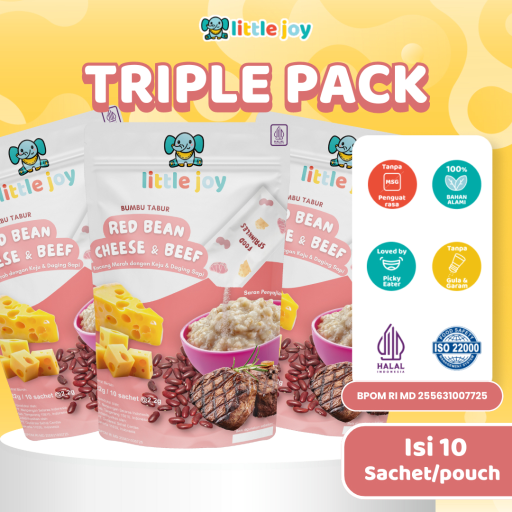 Original Little Joy MeatMixTRIPLE PACK Cheesy Beef & Red Bean - BB Booster Bubuk Tabur Termurah