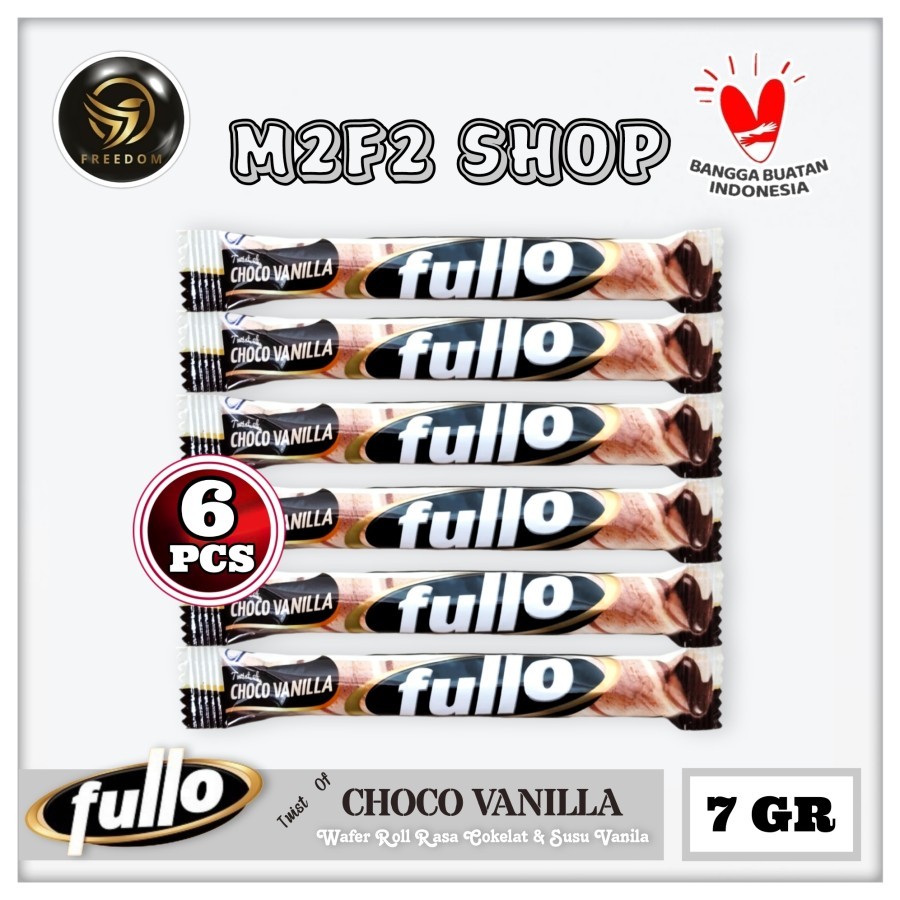 

Fullo Stick Roll Twist Of Choco Vanilla Milk | Wafer Stik Krim Rasa Cokelat & Susu Vanila - 7 gr (Kemasan 6 Pcs)