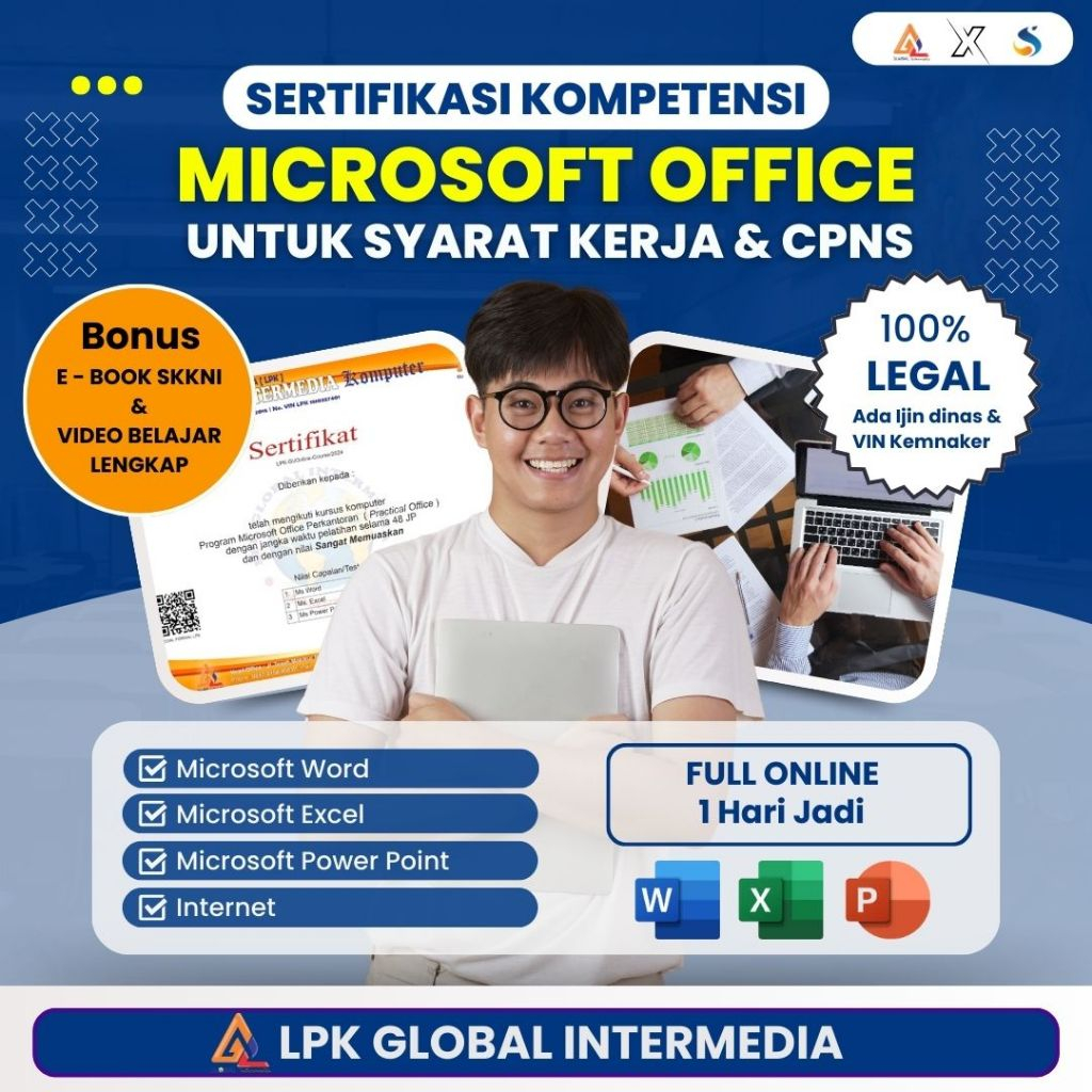 Pelatihan Microsoft Office  Sertifikat Komputer Resmi | CPNS 2024 |LPK Global Intermedia