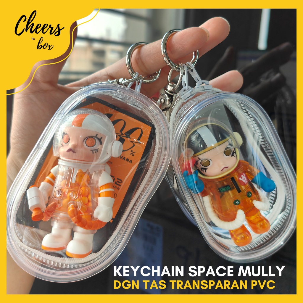 

Keychain Space Mully dengan Tas Transaparan Estetik / Gantungan Kunci Figure Mega Space Seri 1 dan 2 dengan Dompet Bening