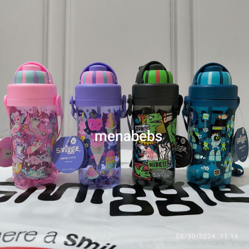 Smiggle bottle Teeny with strap Round About Pink Unicorn / Happy Tales original