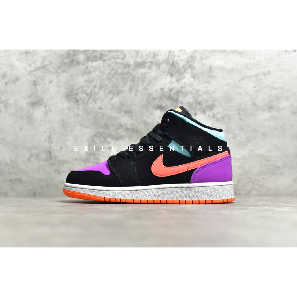 [READY STOCK SIZE 37.5] Nike Air Jordan 1 Mid Candy Multi-Color Black