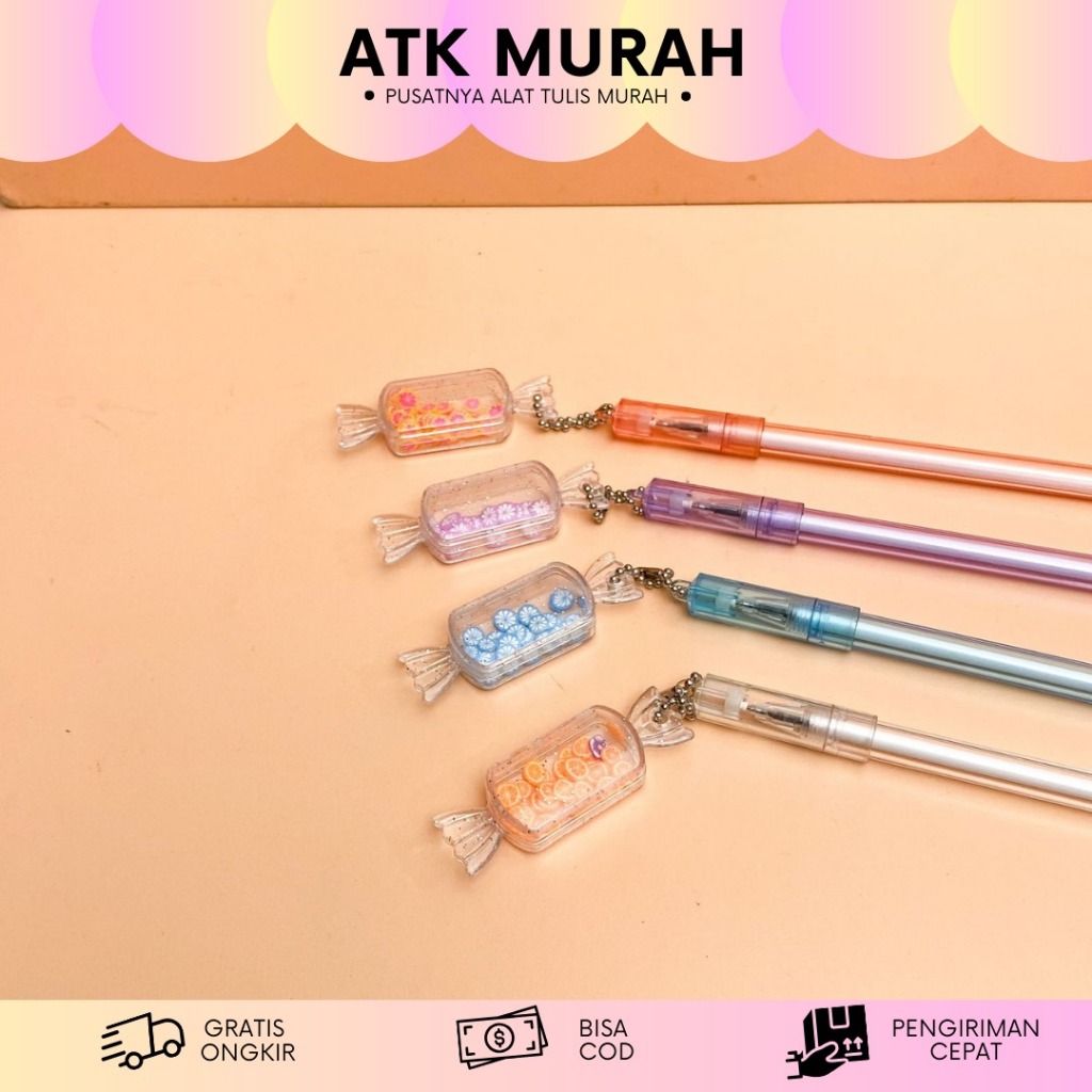 

Bolpen Gantungan Permen buah PG-1464 / Pulpen gantungan bentuk permen lucu manik / Pena pen gantung Candy fruits / pena pen gantung lucu / alat tulis sekolah unik / kado unik