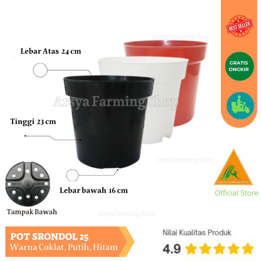 Pot Srondol 25 Tinggi Warna
