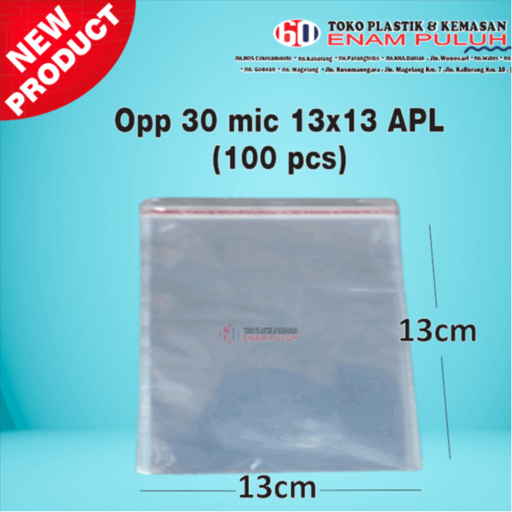 

Plastik opp lem tebal 03 13 x 13 seal 100 lembar pcs kaca 30 micron 13x13 bening murah