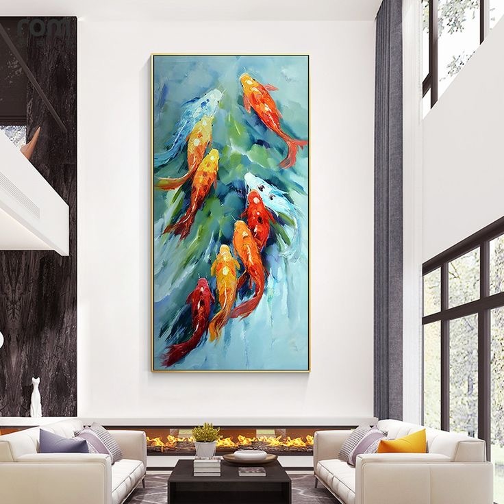 Lukisan Ikan Koi Abstrak Mewah