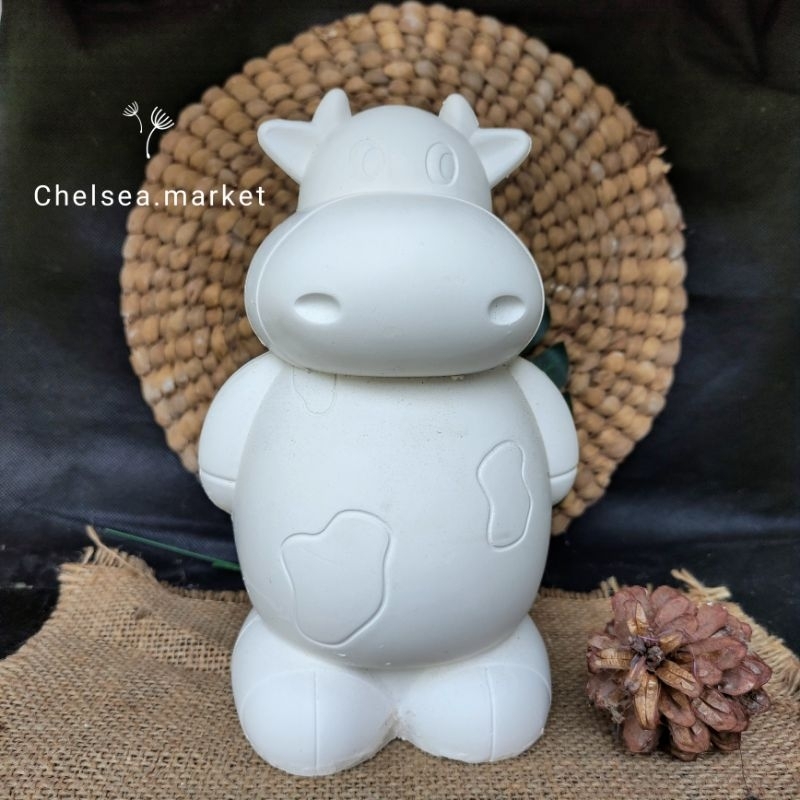 Patung gypsum lukis celengan Sapi 3D