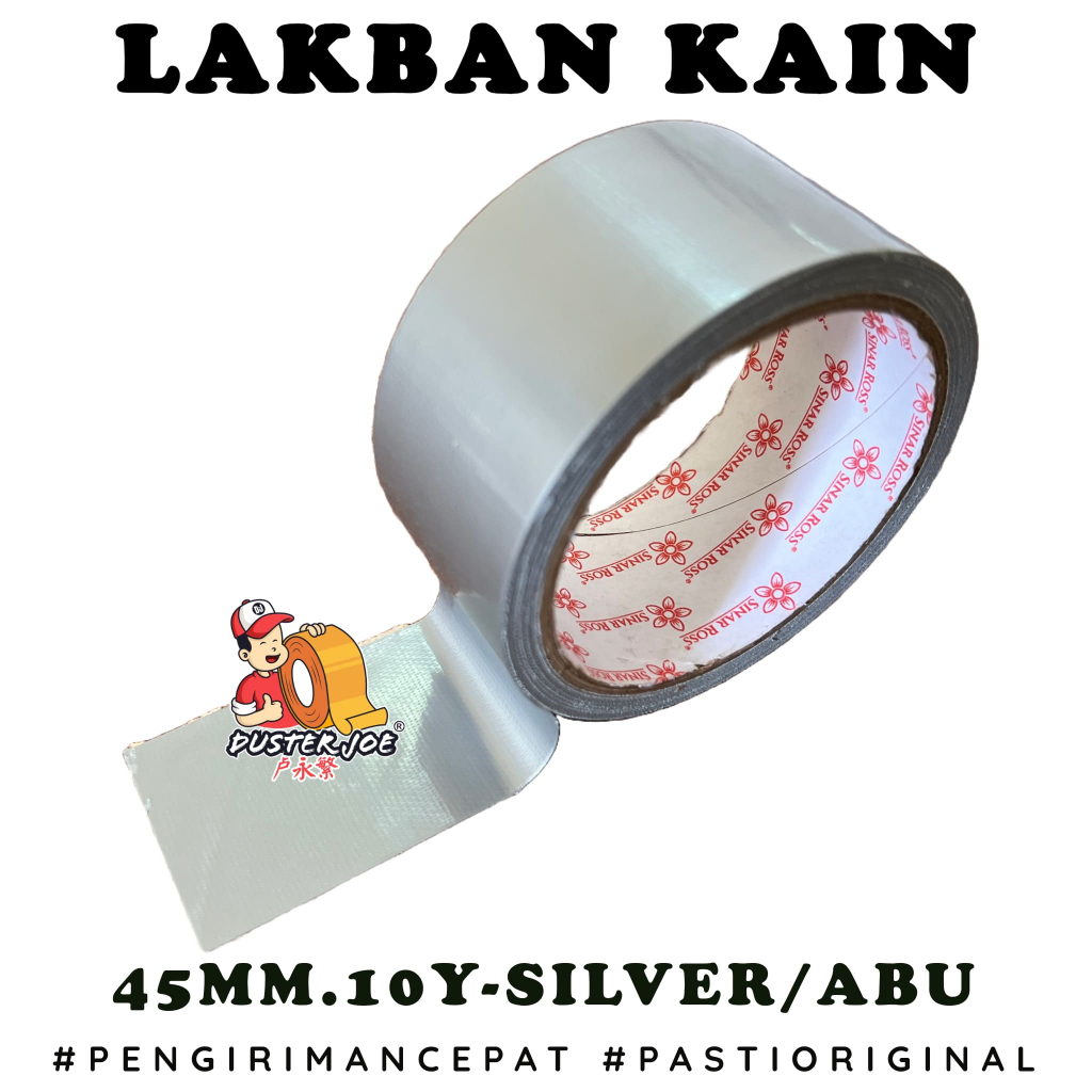 

Lakban Kain SILVER 2 inch 45mm 10 Yard Sinar Ross Cloth SILVER ABU PER 1 ROL