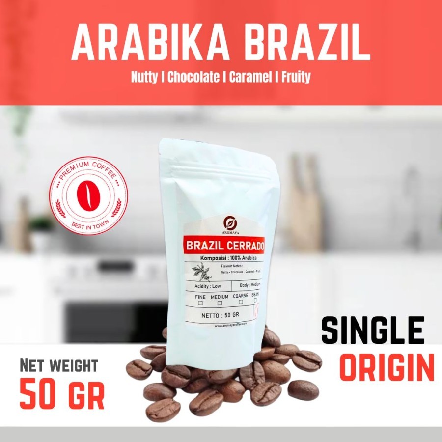 

AROMAYA Kopi Arabika Brazil Cerrado Arabika Coffee 50 gram