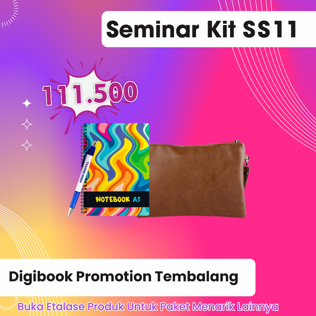 

Pouch Kombinasi Imitasi, Pulpen Sablon, Hard Cover Notebook A5 | Custom Paket Seminar Kit isi 3 | SS11