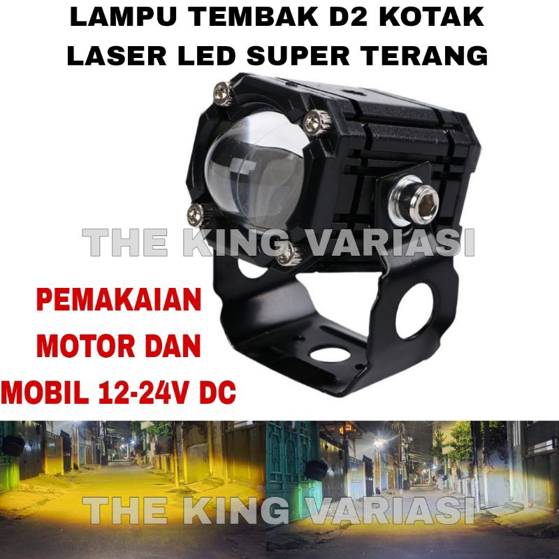LAMPU SOROT D2 KOTAK CR7 LASER LED SUPER TERANG/LAMPU MOTOR/LAMPU MOBIL/LAMPU TEMBAK D2 KOTAK AGT PR
