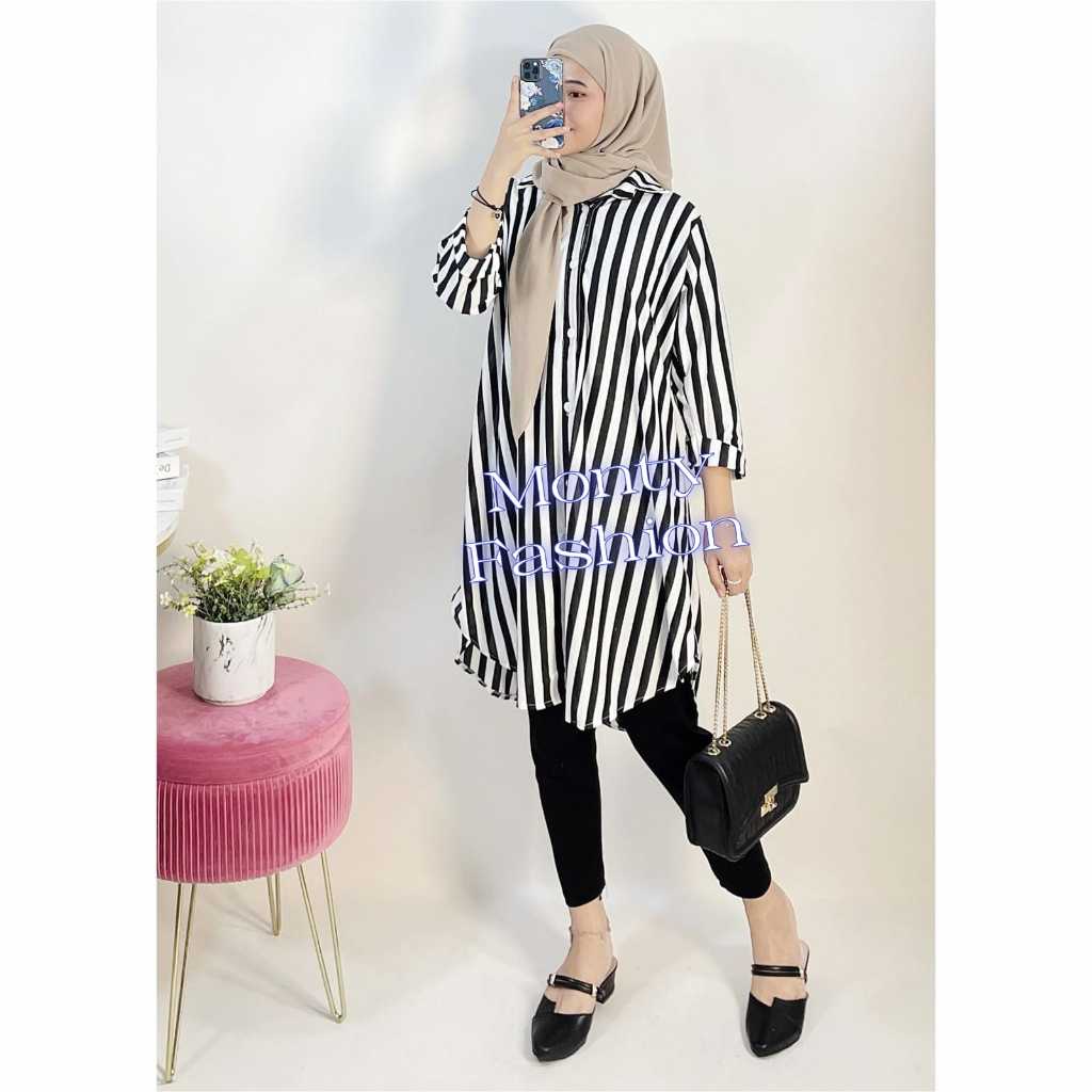 FREE ONGKIR TUNIK SALUR HITAM PUTIH DEWASA MONTYFASHION 137 TUNIK ATASAN
