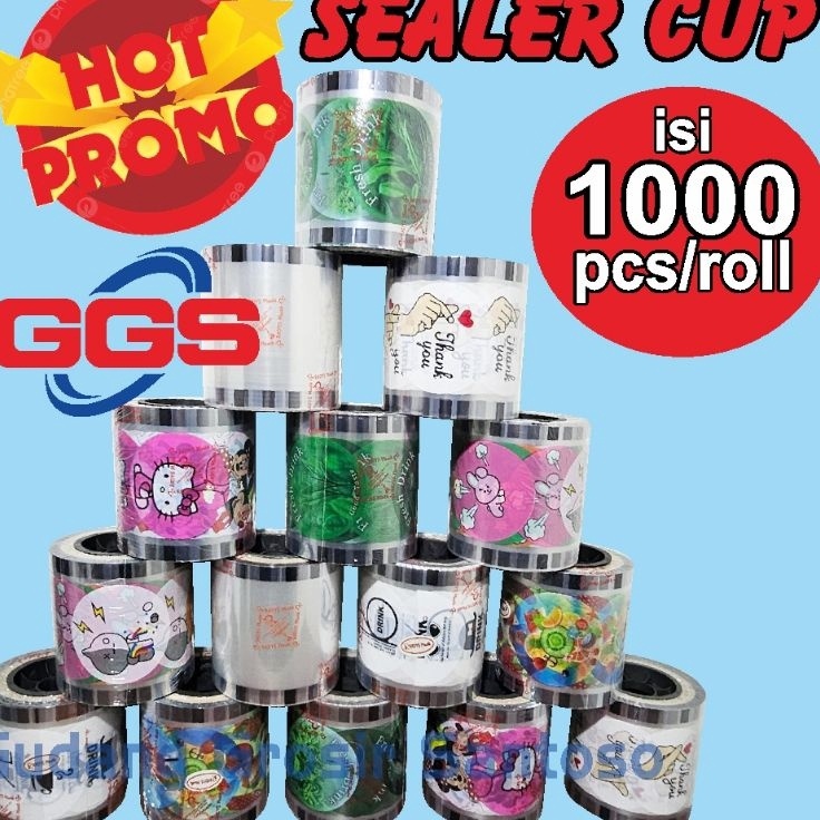 KF7 PLASTIK LID ISI 1 CUP SEALER MOTIF KARTUN BUAH TEH POLOS THANKYOU DAN DRINK