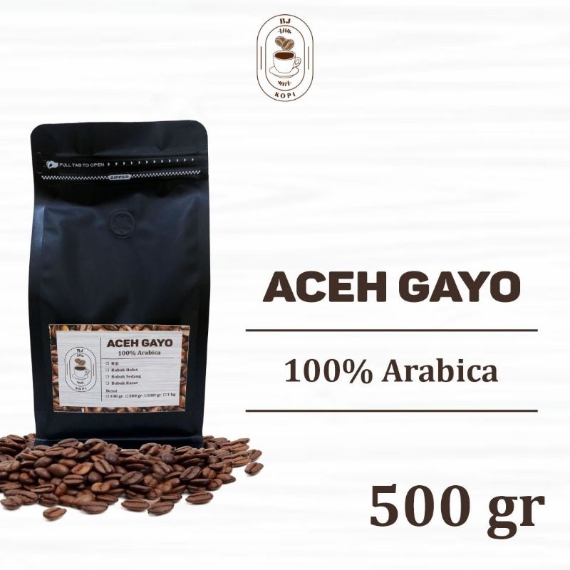 

Kopi Arabika Aceh Gayo Arabica Coffee Roast Beans 500gr Biji Bubuk