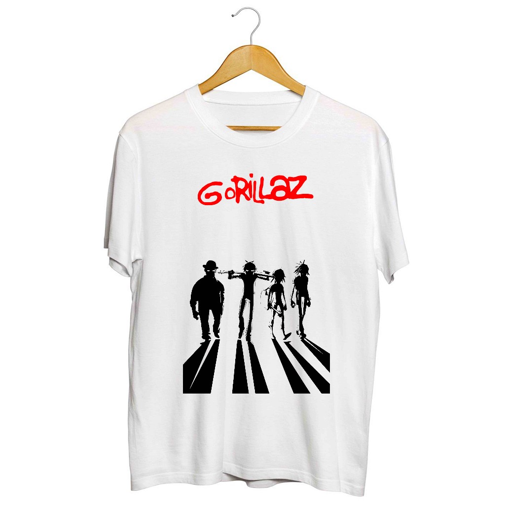 Kaos Putih Gorillaz Band Rock Metal Tshirt Distro Pria Wanita Casual