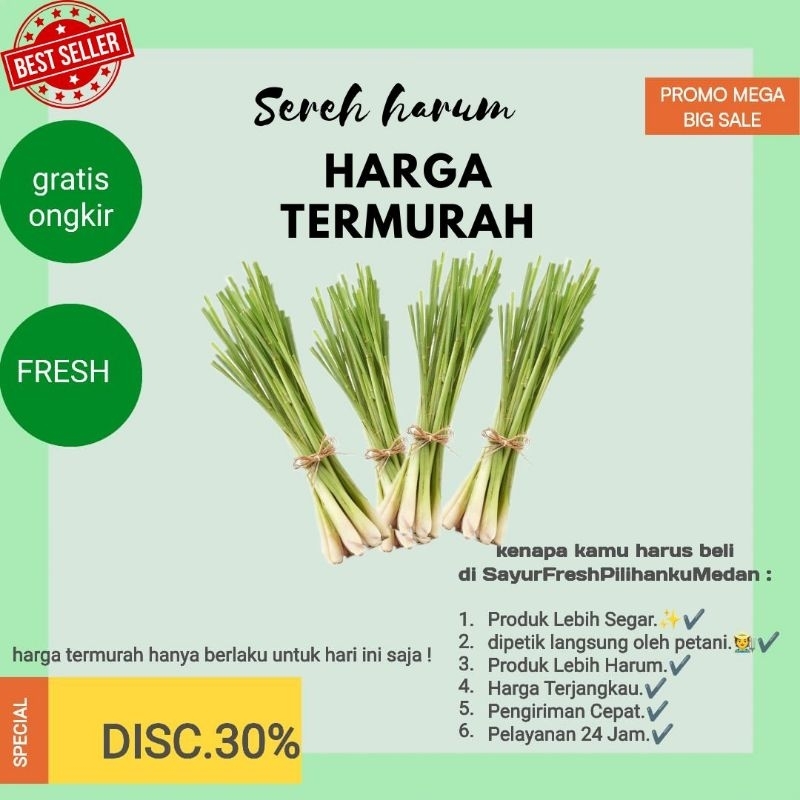 

sereh segar 1 ikat termurah gratis ongkir siap kirim