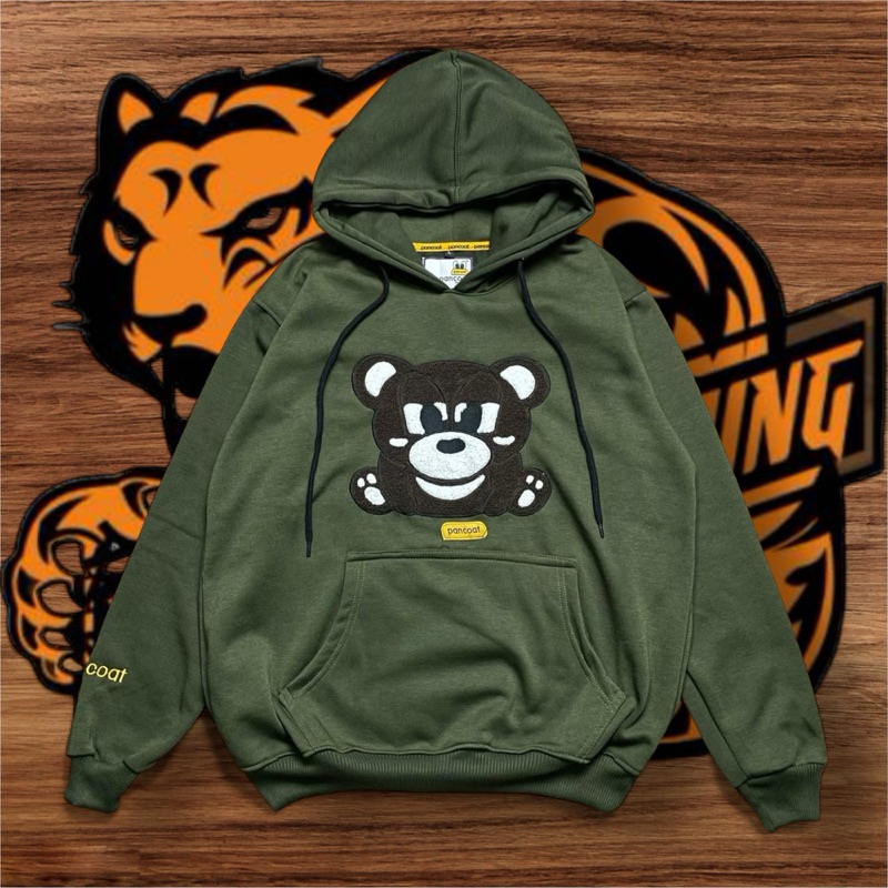 hoodie pancoat bear bordir towel timbul jaket sweater pria wanita