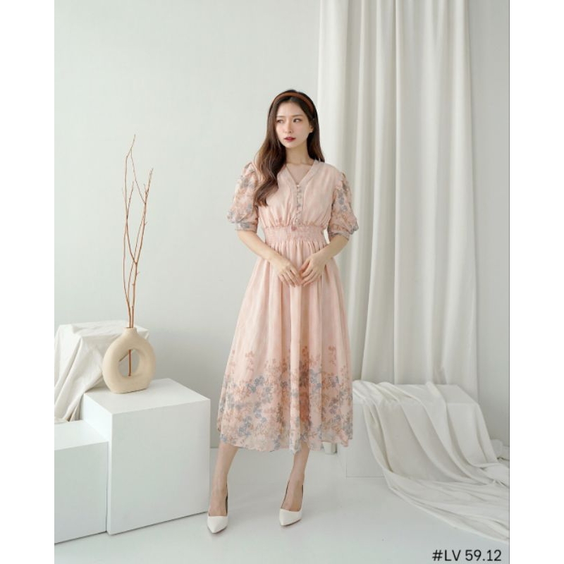 Olivia Dress Lengan Balon Bahan Ceruty