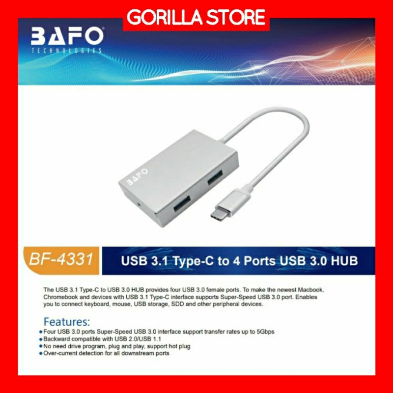 BAFO BF-4331 USB 3.1 Type C TO  4 Port USB 3.0 HUB