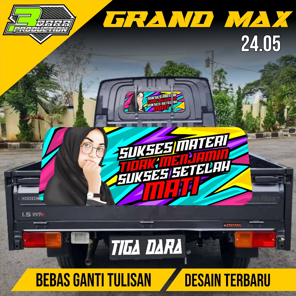 STIKER ONE WAY KACA BELAKANG MOBIL GRAND MAX DESAIN TERBARU 24.05