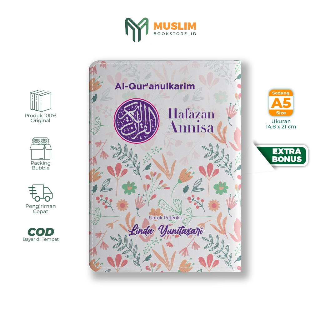 -CUSTOM NAMA- Alquran Hafazan Perkata Latin Cover Jaket ANNISA Dilengkapi Latin Terjemah Perkata | A