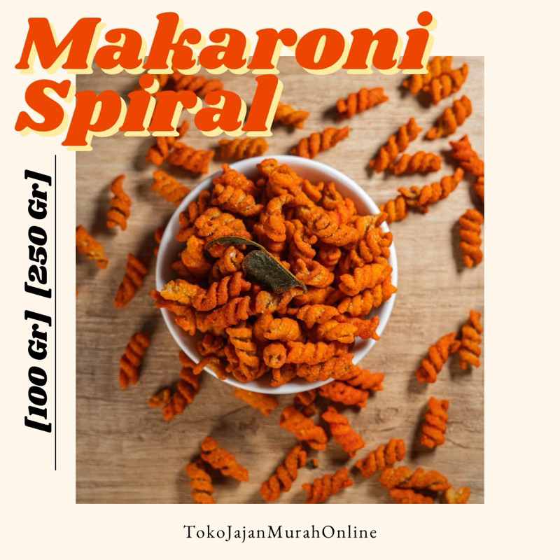 

Snack Makaroni Spiral / Macaroni Pedas Snack Kiloan Kriuk, Renyah, & Crunchy [100 gr] [250 gr]