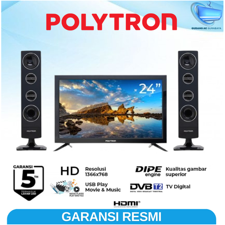 Polytron LED TV 24 Inch Soundbar PLD24TV1855 + SPKTN932