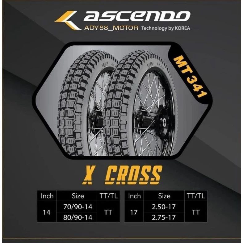 Ascendo Korea Tire Ban Luar X CROSS MT 341 Ring 14 Ring 17 TubeType