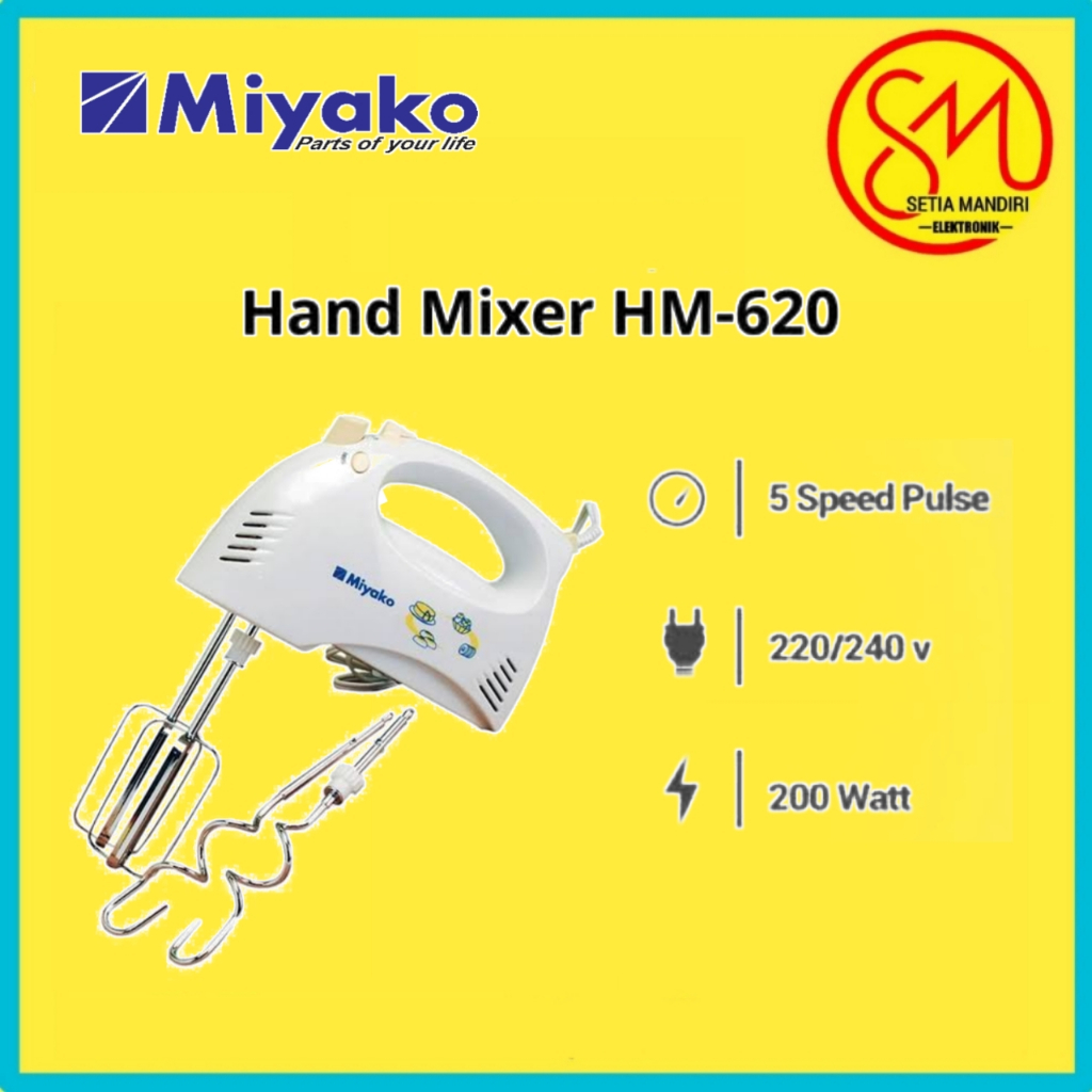MIYAKO HM620 Hand Mixer 190 Watt 5 Kecepatan HM-620