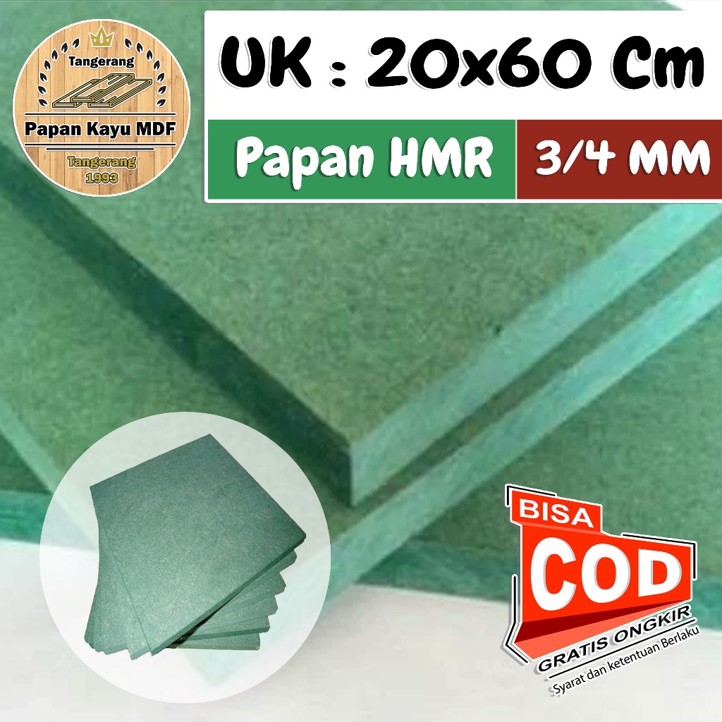 Kayu Papan HMR Ketebalan 3MM / 4MM Ukuran 20x60 cm Papan HMR / MDF WARNA HIJAU Polywood BOARD MURAH