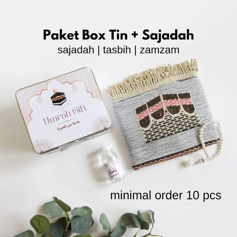Paket oleh oleh hani umroh sajadah box tin