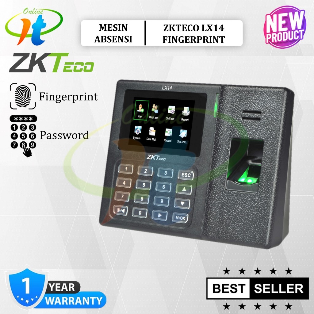 Mesin Absensi ZKTeco LX14 Fingerprint LX-14 Sidik Jari LX 14 USB Setara LX50 LX 50 LX 50