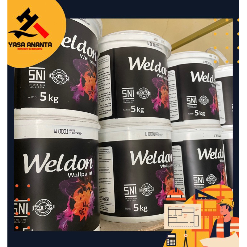 CAT TEMBOK INTERIOR WELDON 5KG ANTI JAMUR / cat tembok interior weldon anti jamur 5kg 5 kg cat