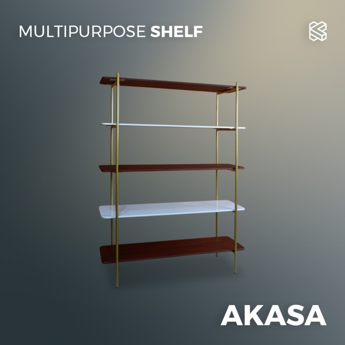 AKASA - Rak Buku Serbaguna 5 Susun Rak Partisi Besi Kayu | KITANATA