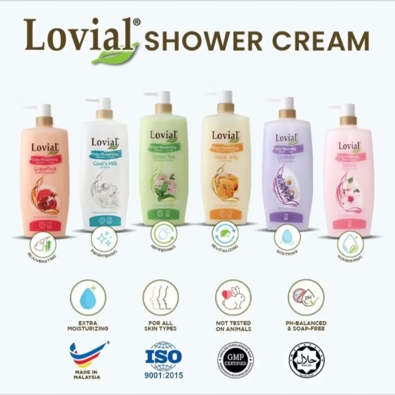 Lovial Extra Moisturising Shower Cream || Sabun Mandi Cair 500ml & 1000ml