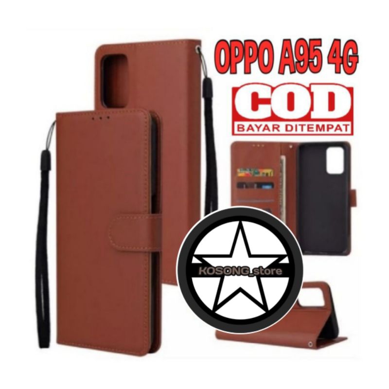 Flip Case OPPO A95 Case Wallet Kulit Casing Dompet Case Wallet Leather Flip Case OPPO A95 Casing hp 