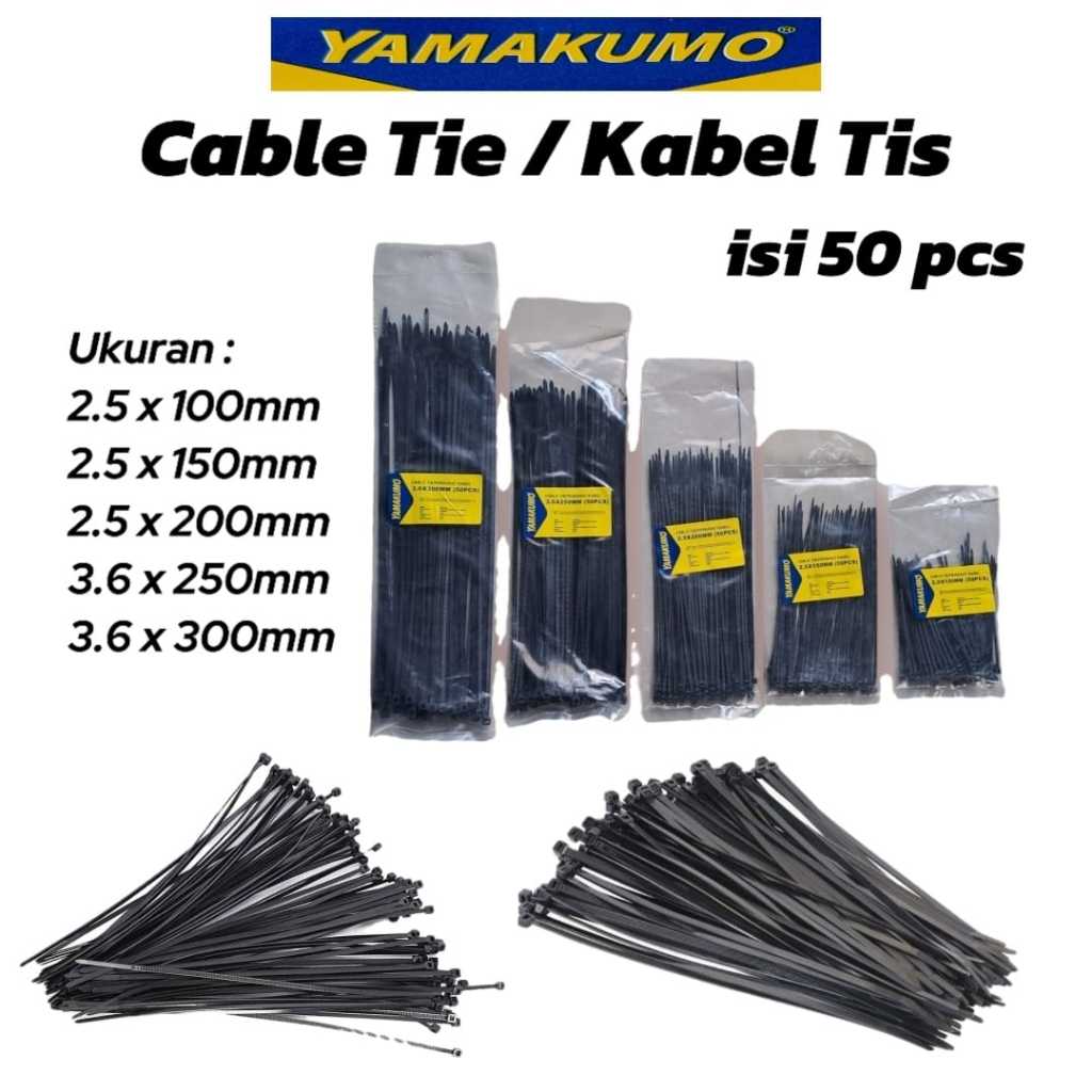 

Kabel Tis Ziptie Insulock Insulok Pengikat Kabel 50pcs Serbaguna Tebal Berkualitas Hitam