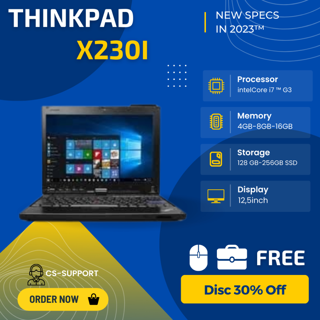 Laptop Lenovo ThinkPad  X230i Core i7 Ram 8GB Ssd 256GB Murah/Bergaransi