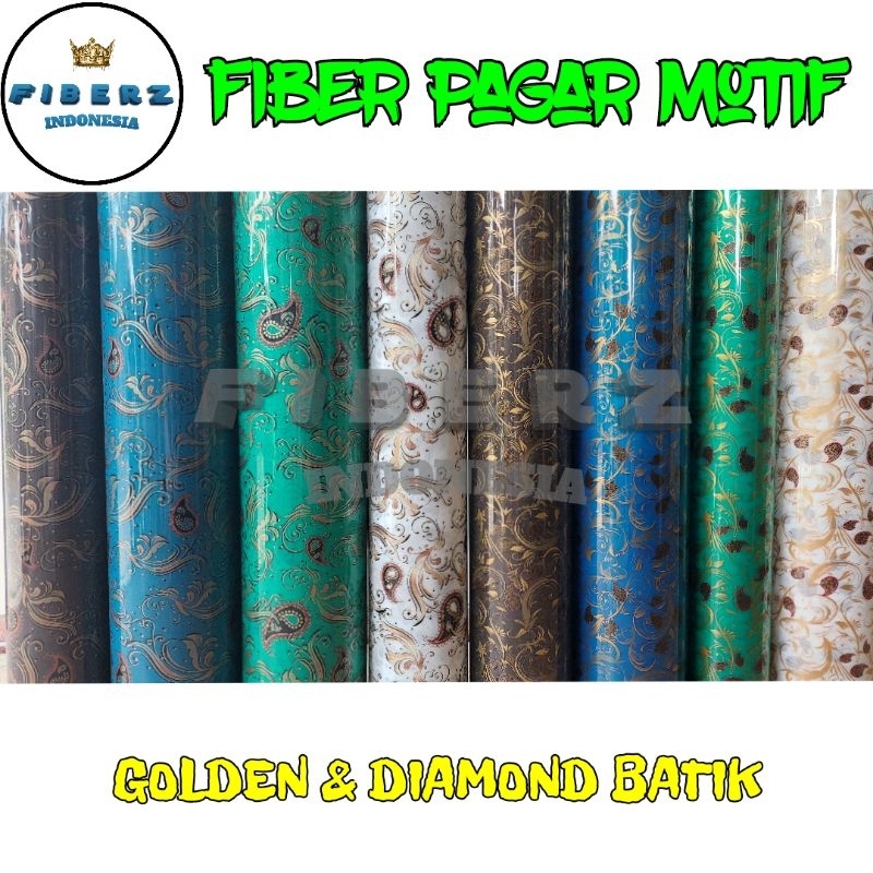FIBERZ - Fiber Plastik Penutup Pagar Motif EMAS DIAMOND GOLDEN BATIK Meteran