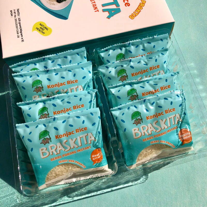 

BRASKITA Box isi 8x40 gr | Beras Porang | Konjac Rice | Kemasan Sekali Makan