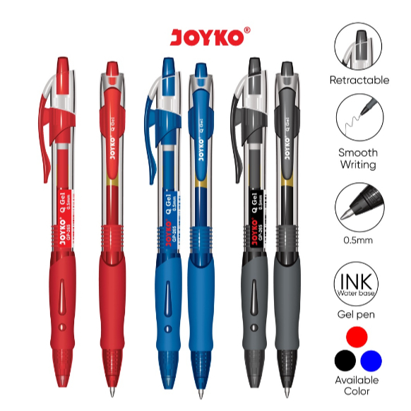 

JOYKO Gel Pen GP-265 Q Gel Warna Hitam/Biru/Merah 0.5mm / 1 Pack (Isi 12 Pcs)