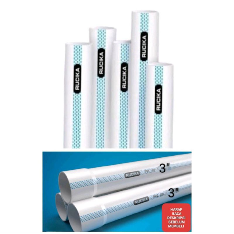 Pipa PVC 3" Inch RUCIKA AW Eceran Per Meter
