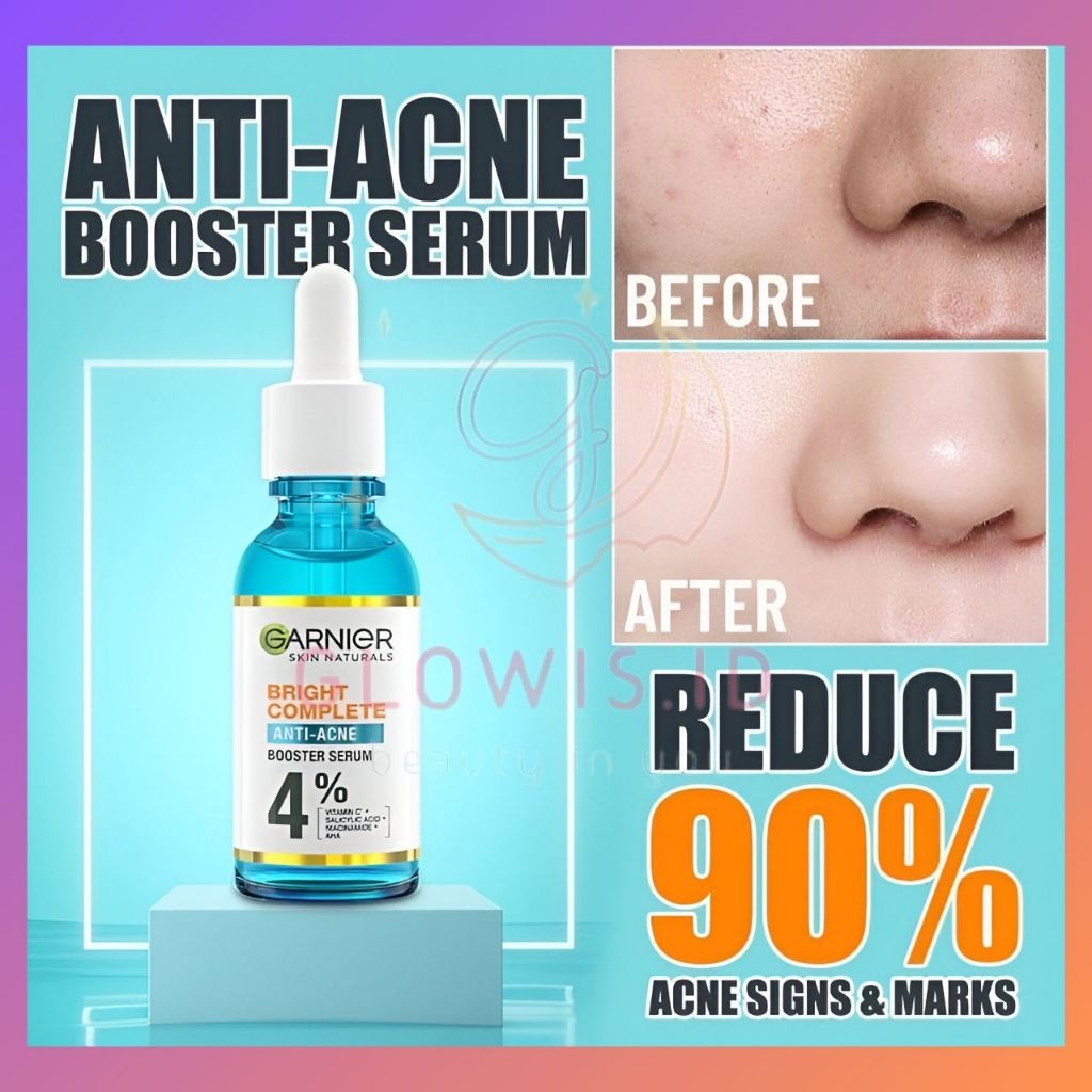 GARNIER SERUM BRIGHT COMPLETE ANTI ACNE BOOSTER/MENGHILANGKAN NODA DAN JERAWAT PADA WAJAH 30ml XX239