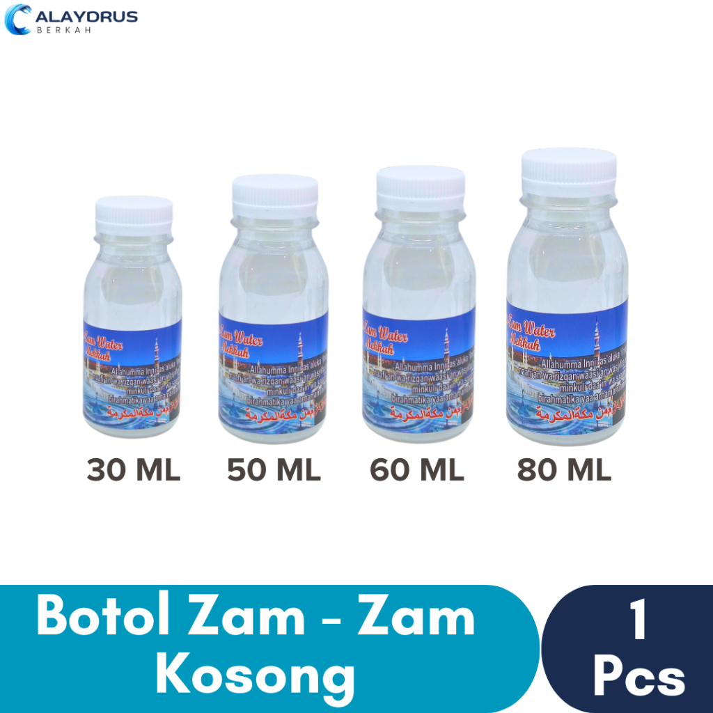 Botol Air Zamzam Kecil 30ML 50ML 60Ml 80Ml Kosong Sticker | 1 Pcs | Oleh Oleh Haji Umroh Grosir