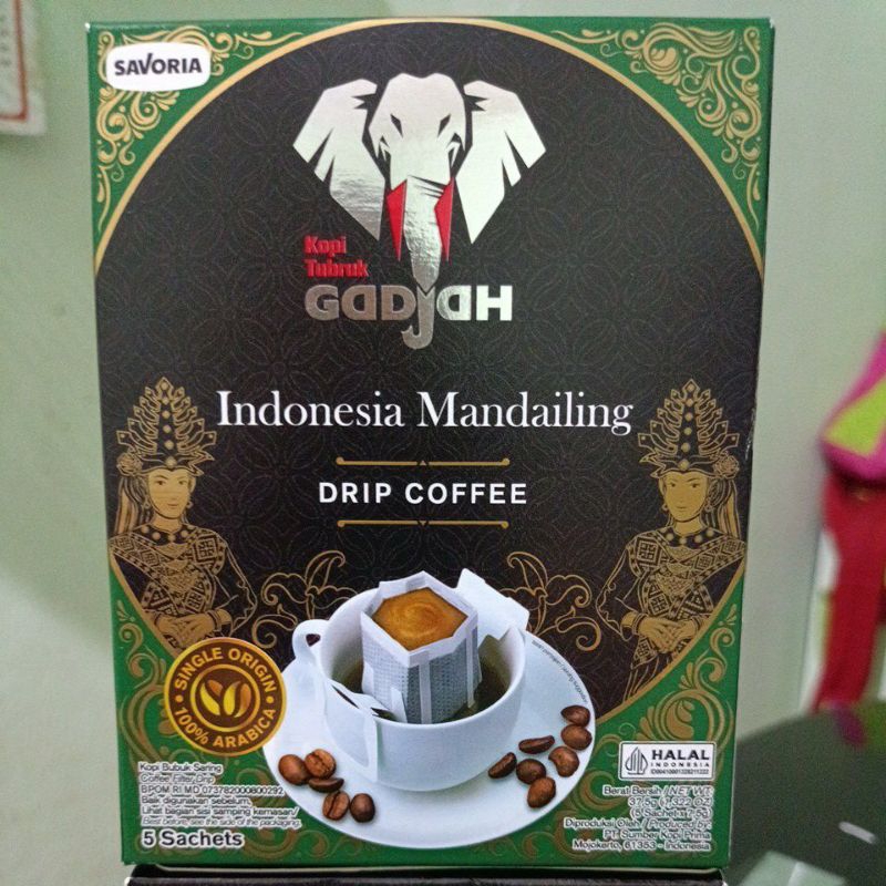 

Kopi Tubruk Gadjah Indonesia Mandailing 100% Arabica Drip Coffee 1 Box isi 5 Sachet