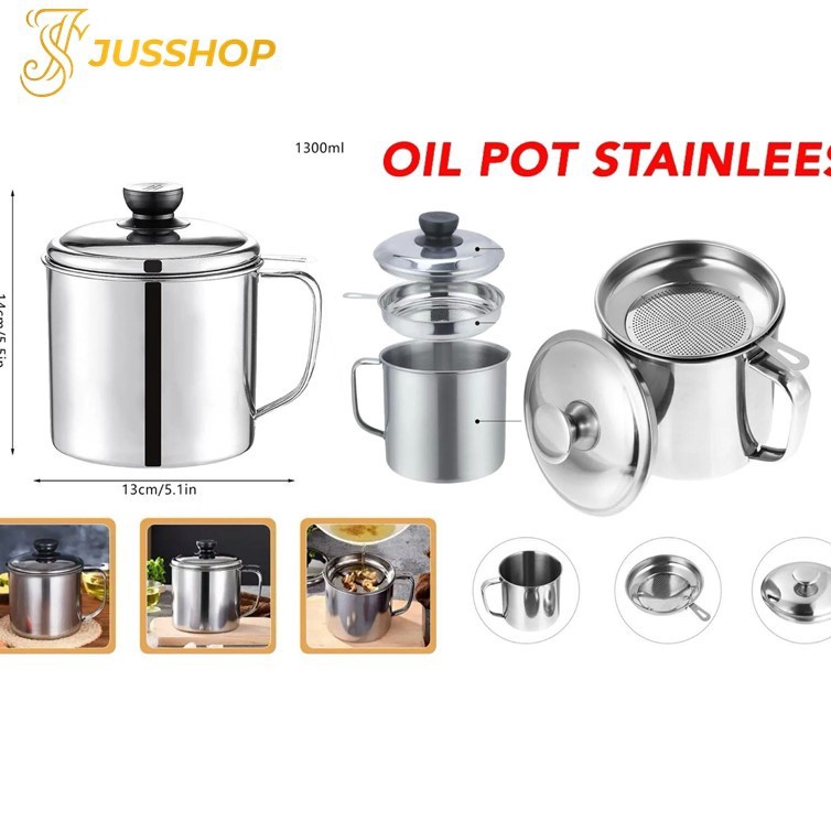 KF7 Wadah Saringan Minyak Oil Pot Stainless Gelas Saringan Minyak Oil Pot
