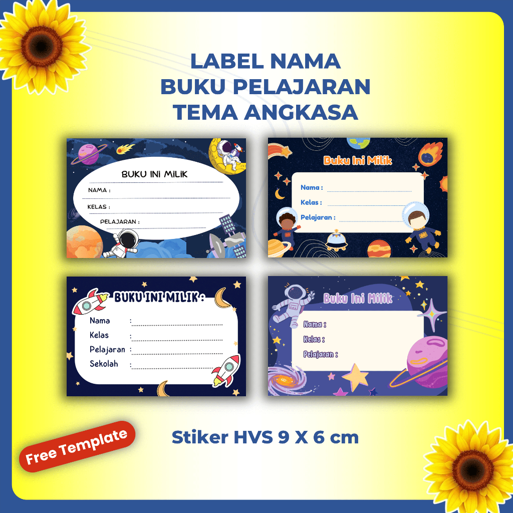 

Label Nama/Label Buku Tulis Tema Luar Angkasa,Stiker HVS