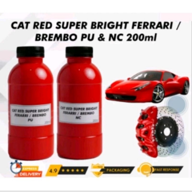 Cat Merah Ferrari PU NC/Cat Merah Terang 100Ml 200Ml Merah Glossy
