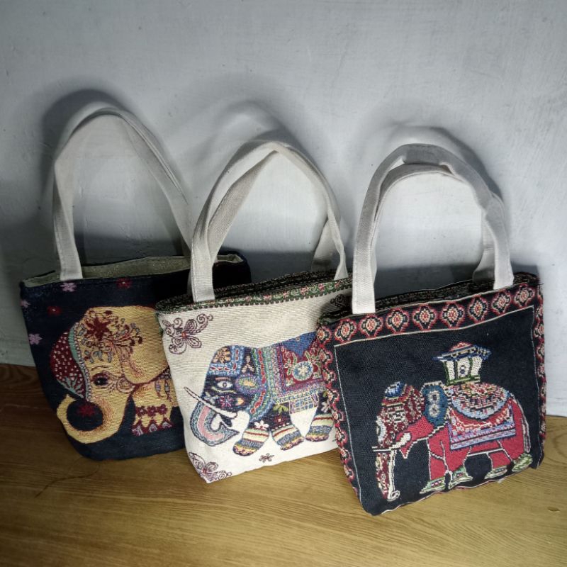 tas jinjing wanita tas motif gajah tas thailand