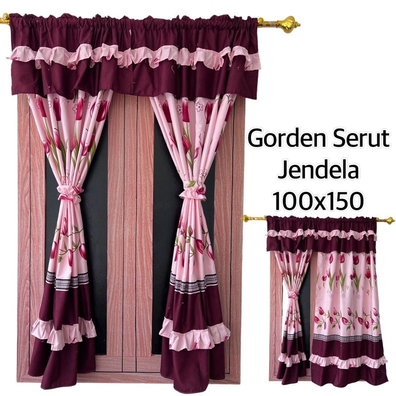 gorden serut jendela ukuran 100x150 motif terkini